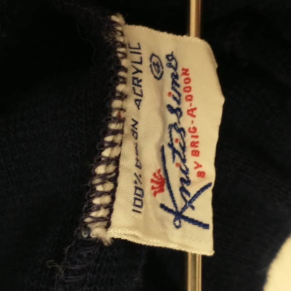 Vintage Red White & Navy Blue Brig A Doon Knit set Childs Soft Sweater Acrylic - Picture 4 of 6